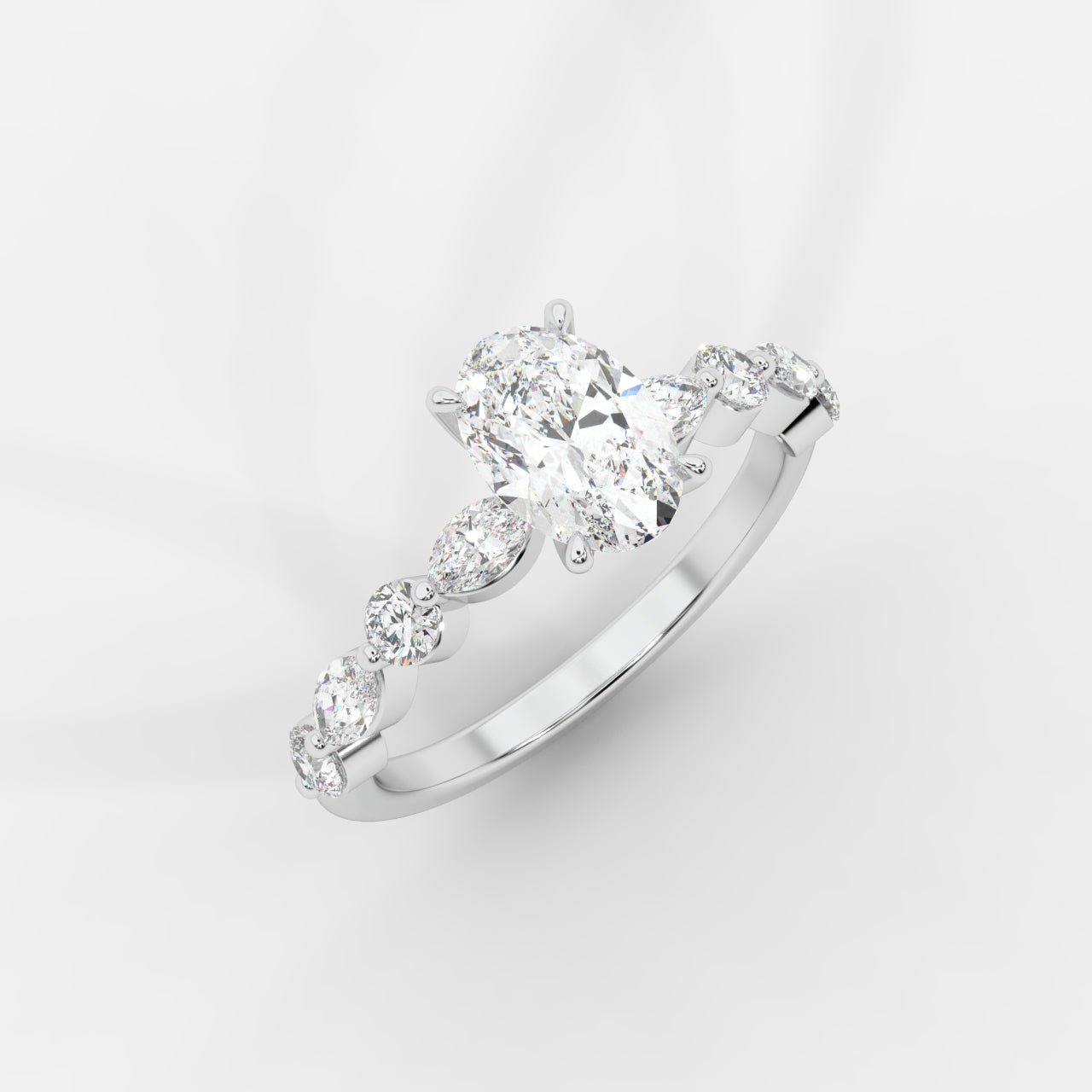 Nadia Diamond Petal Band Ring - Oval