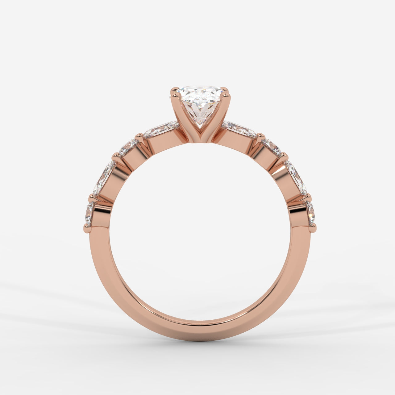 Nadia Diamond Petal Band Ring - Oval
