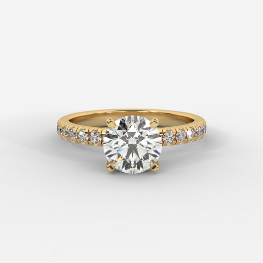 Juliette Brilliant Diamond Ring with Pavé Band - Round