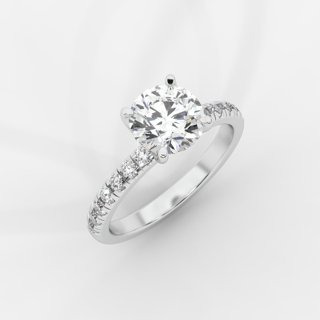 Juliette Brilliant Diamond Ring with Pavé Band - Round