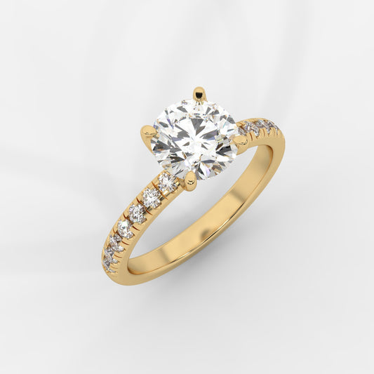Juliette Brilliant Diamond Ring with Pavé Band - Round