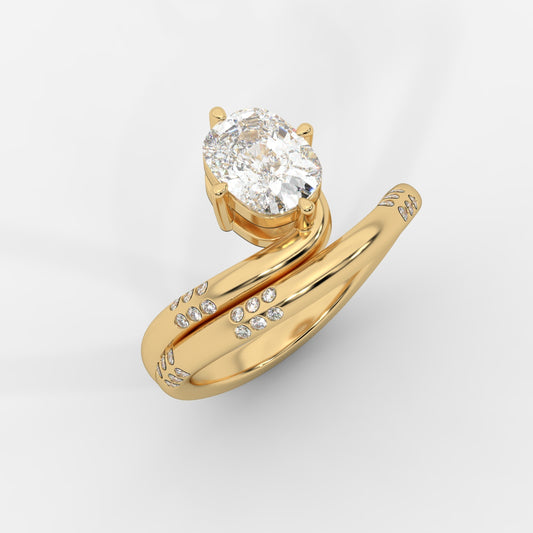 Serpentina Diamond Wrap Ring - Cushion