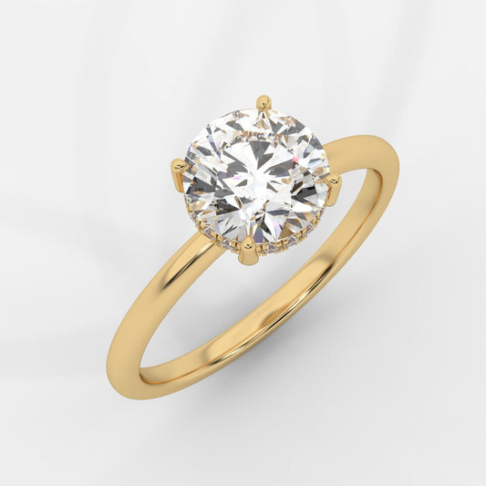 Aria Solitaire Ring With Hidden Halo - Round - AYKA JEWELS