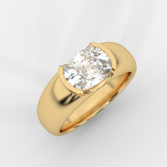 Iris Half Bezel Diamond Ring - Cushion - AYKA JEWELS