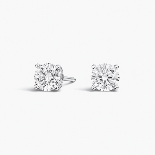Kate Diamond Stud Earrings in Silver – Round - AYKA JEWELS