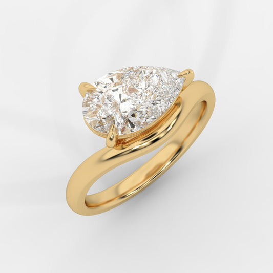 Sway Solitaire Ring - Pear - AYKA JEWELS