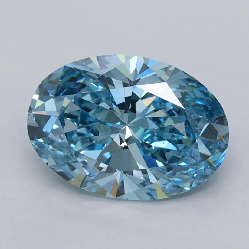 1.50ct Oval Lab Grown Diamond (Colour Fancy Vivid Blue, Clarity VVS2, IGI Certified)