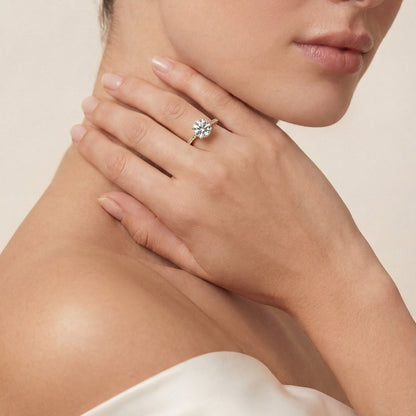 Charlotte Hidden Halo Ring with Pavé Band - Round