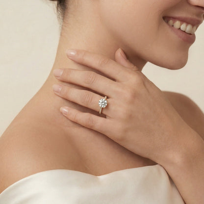 Charlotte Hidden Halo Ring with Pavé Band - Round