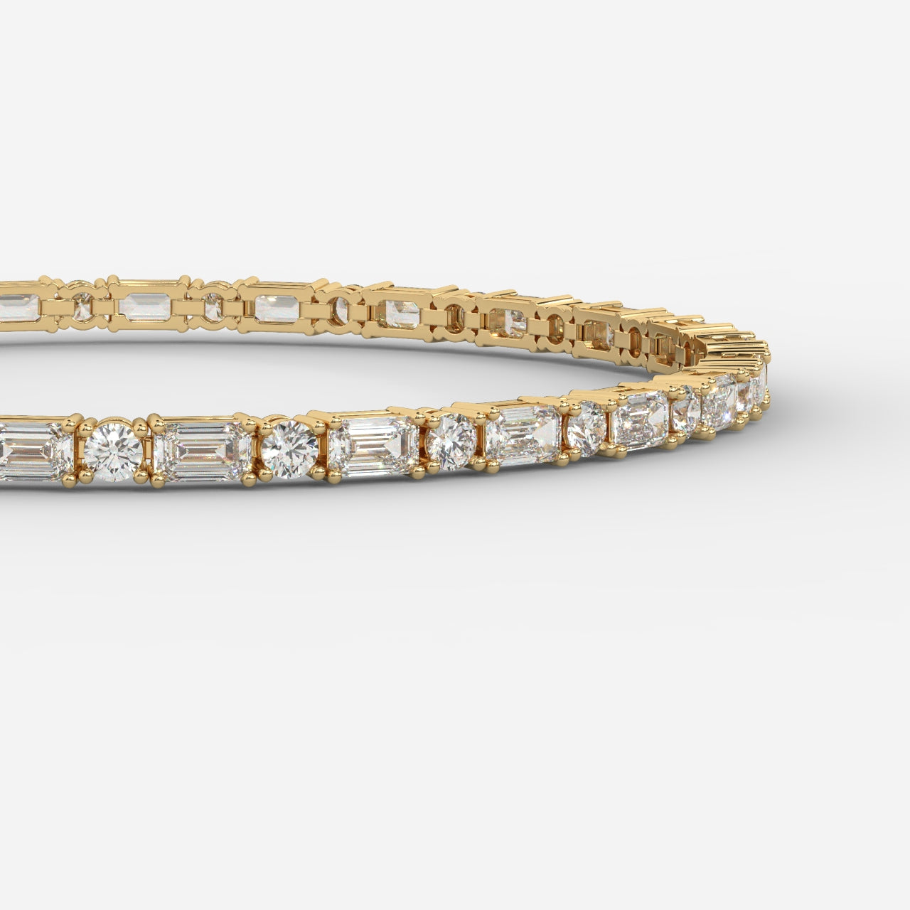 Lisa Emerald & Round Diamond Tennis Bracelet