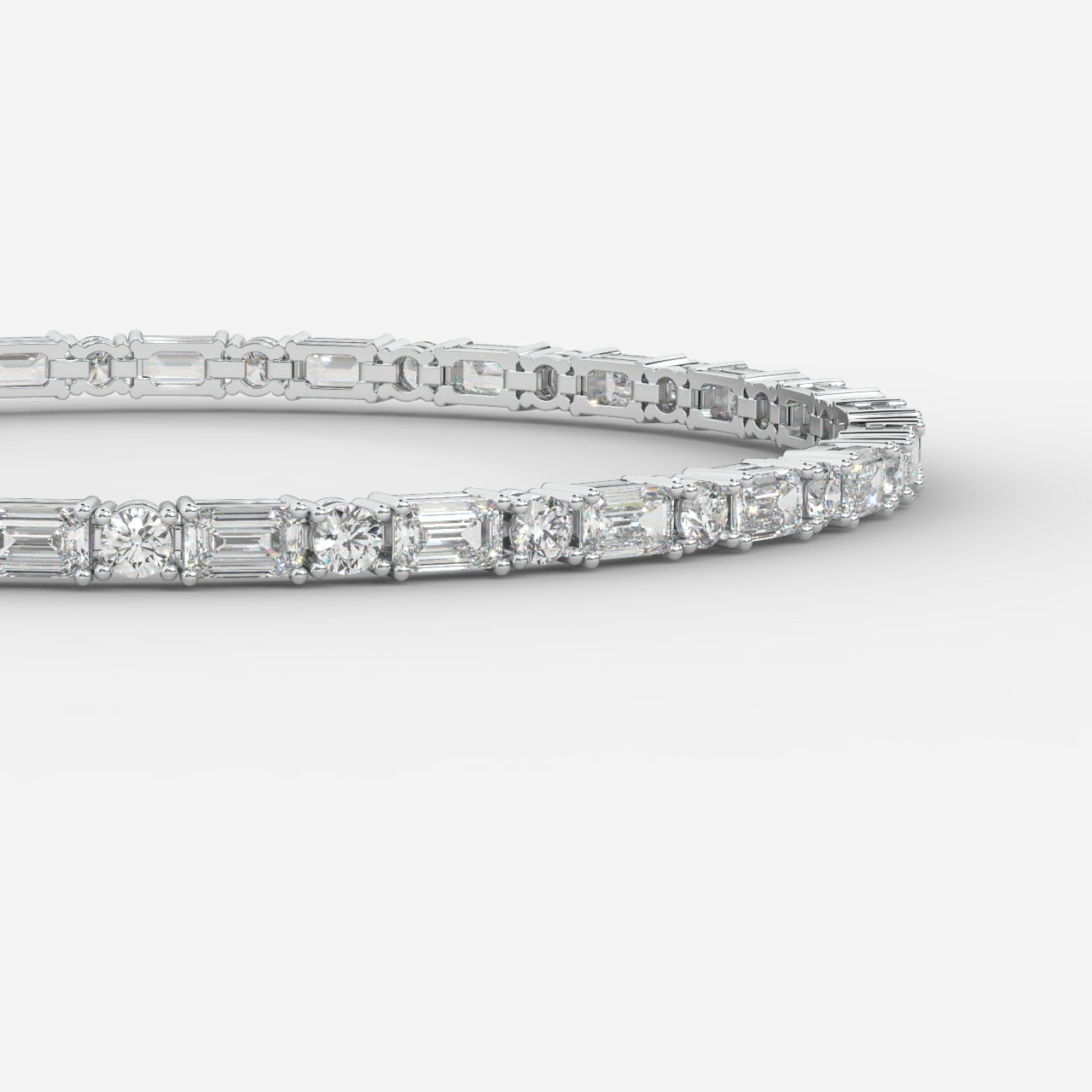 Lisa Emerald & Round Diamond Tennis Bracelet