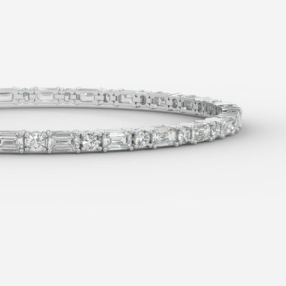 Lisa Emerald & Round Diamond Tennis Bracelet