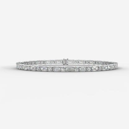 Lisa Emerald & Round Diamond Tennis Bracelet