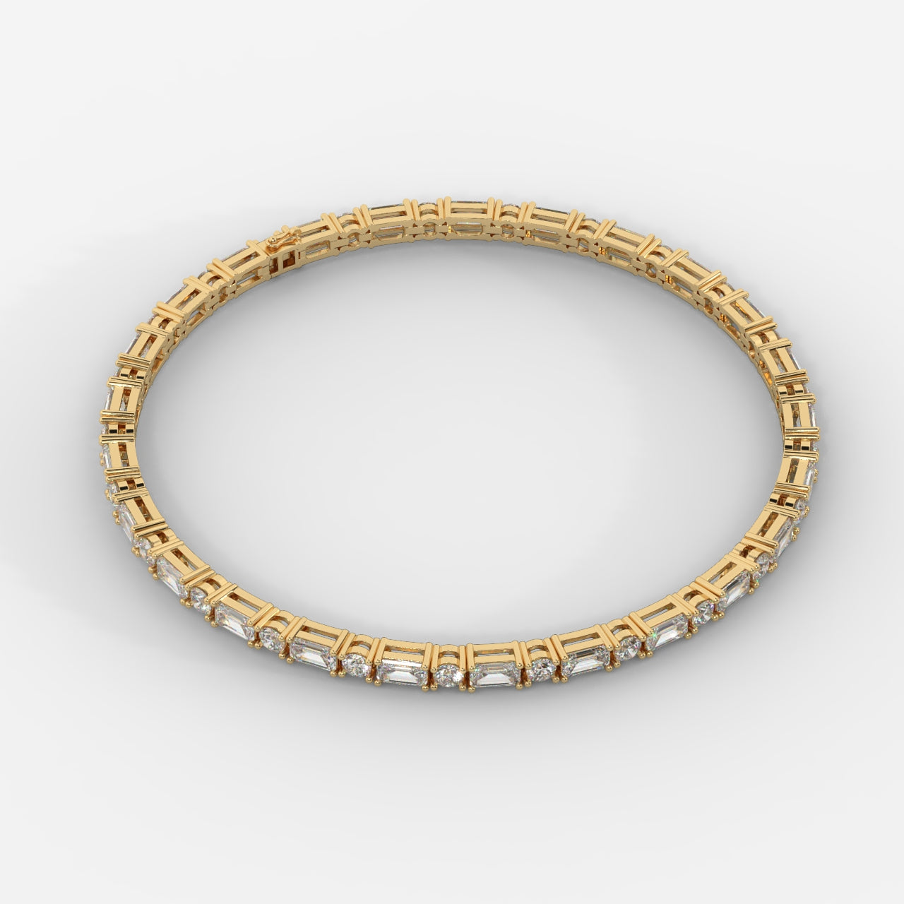 Lisa Emerald & Round Diamond Tennis Bracelet