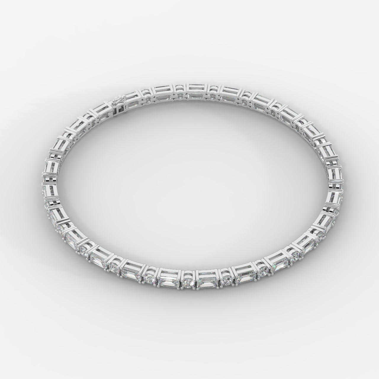 Lisa Emerald & Round Diamond Tennis Bracelet