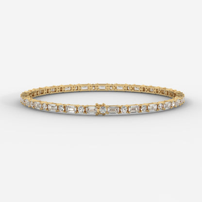 Lisa Emerald & Round Diamond Tennis Bracelet
