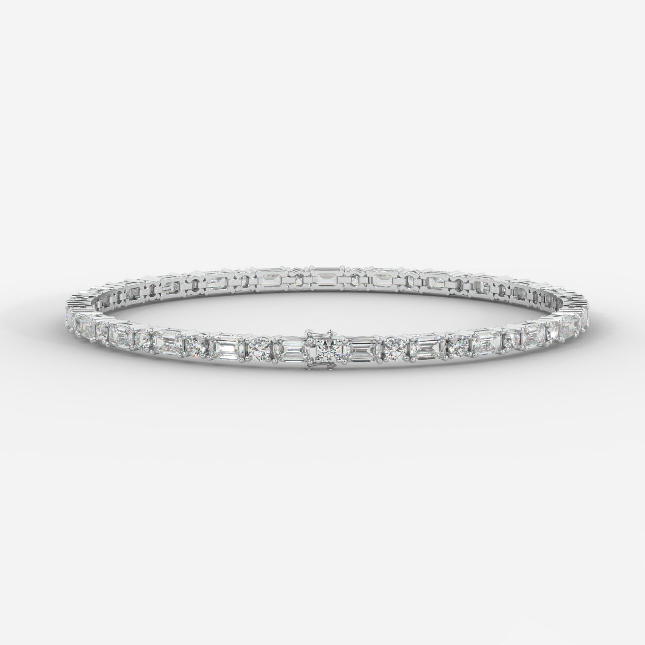 Lisa Emerald & Round Diamond Tennis Bracelet
