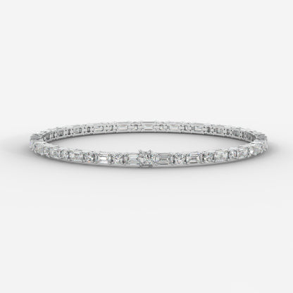 Lisa Emerald & Round Diamond Tennis Bracelet