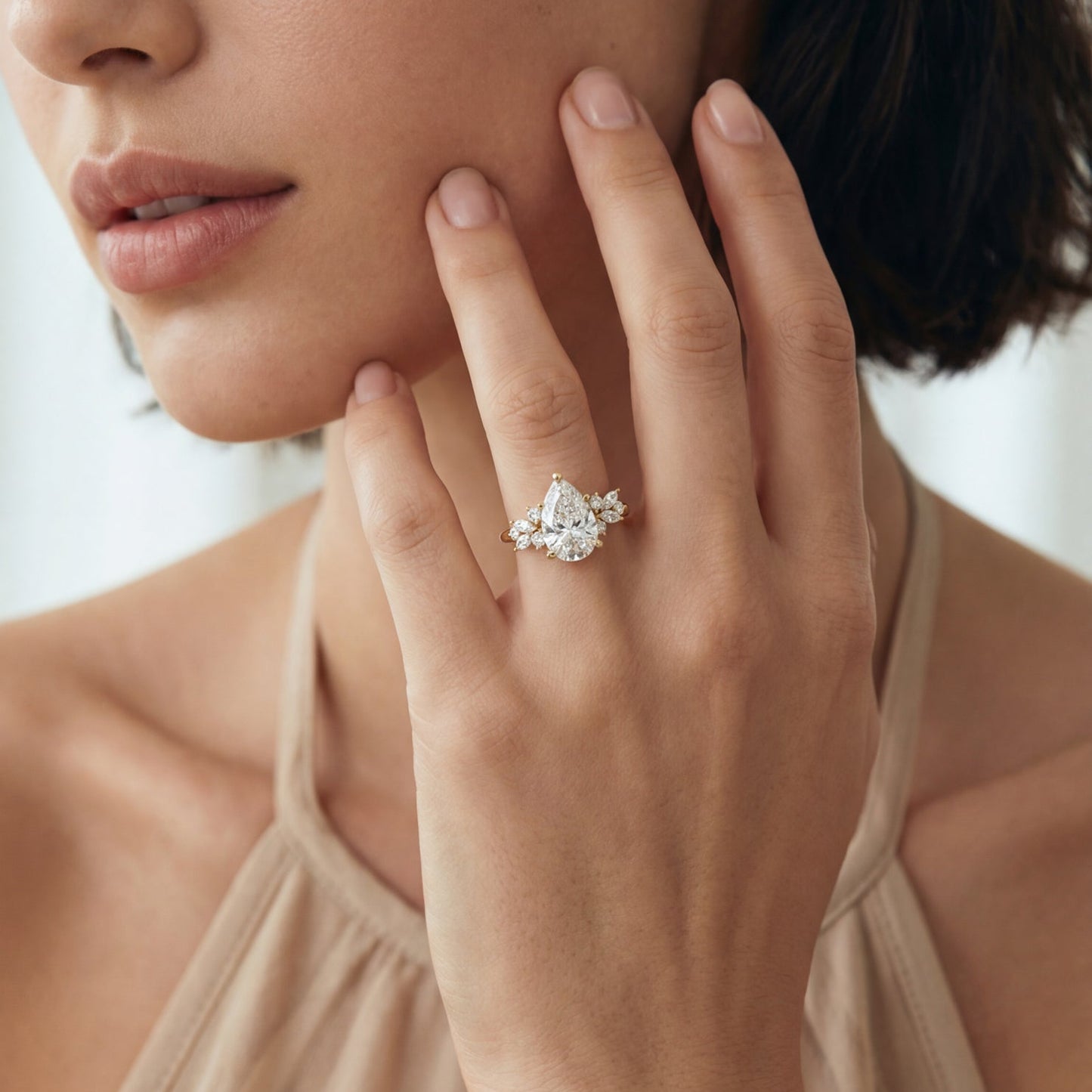 Sylvie Floral Cluster Diamond Ring - Pear
