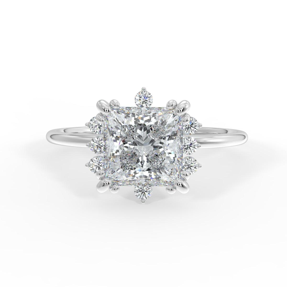 Solis Diamond Ring with Starburst Halo - Princess