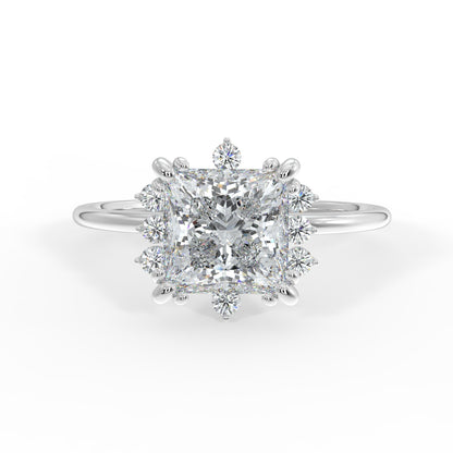 Solis Diamond Ring with Starburst Halo - Princess