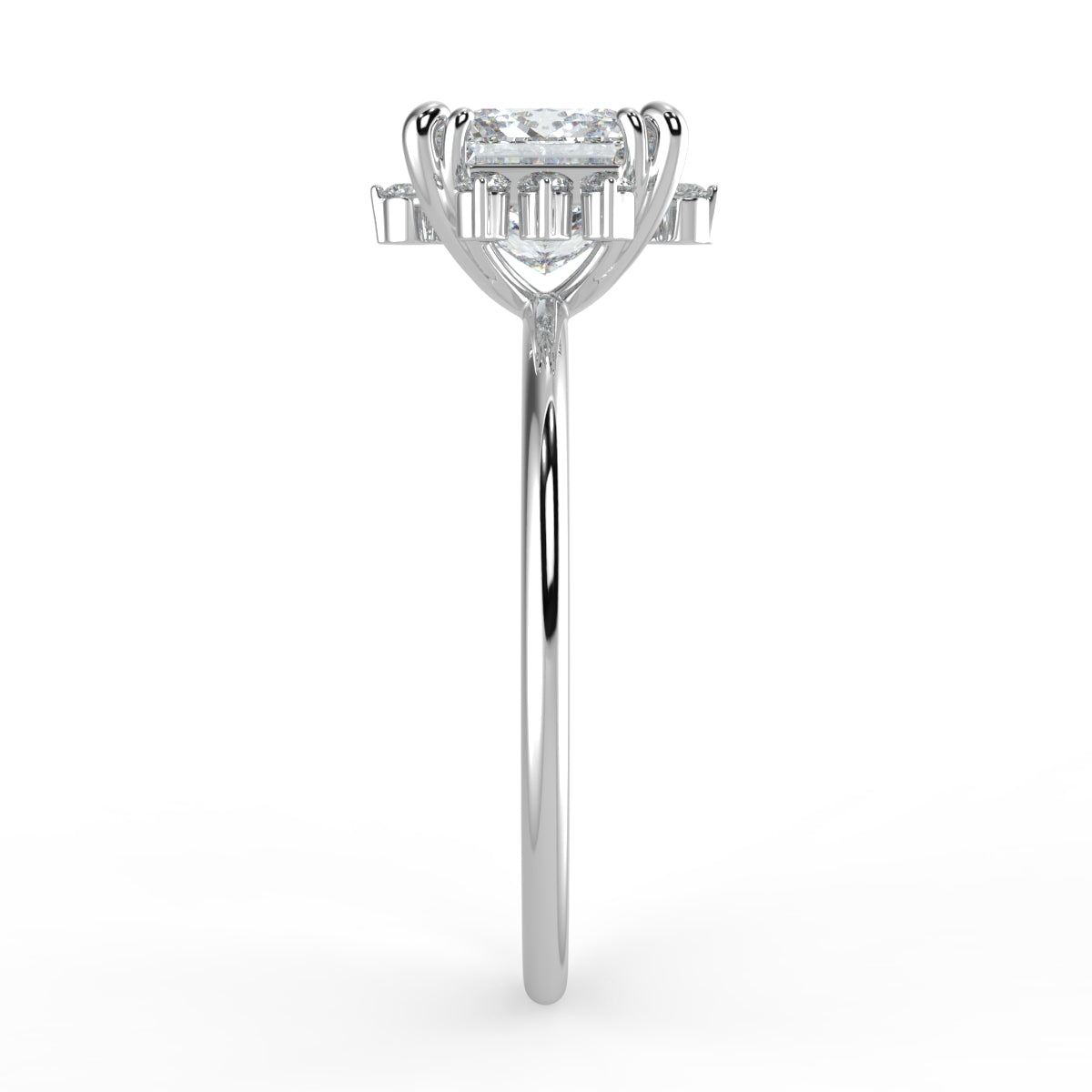 Solis Diamond Ring with Starburst Halo - Princess