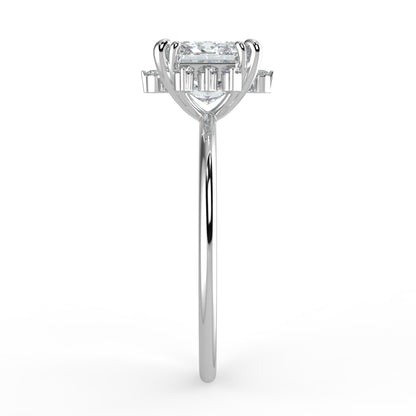 Solis Diamond Ring with Starburst Halo - Princess