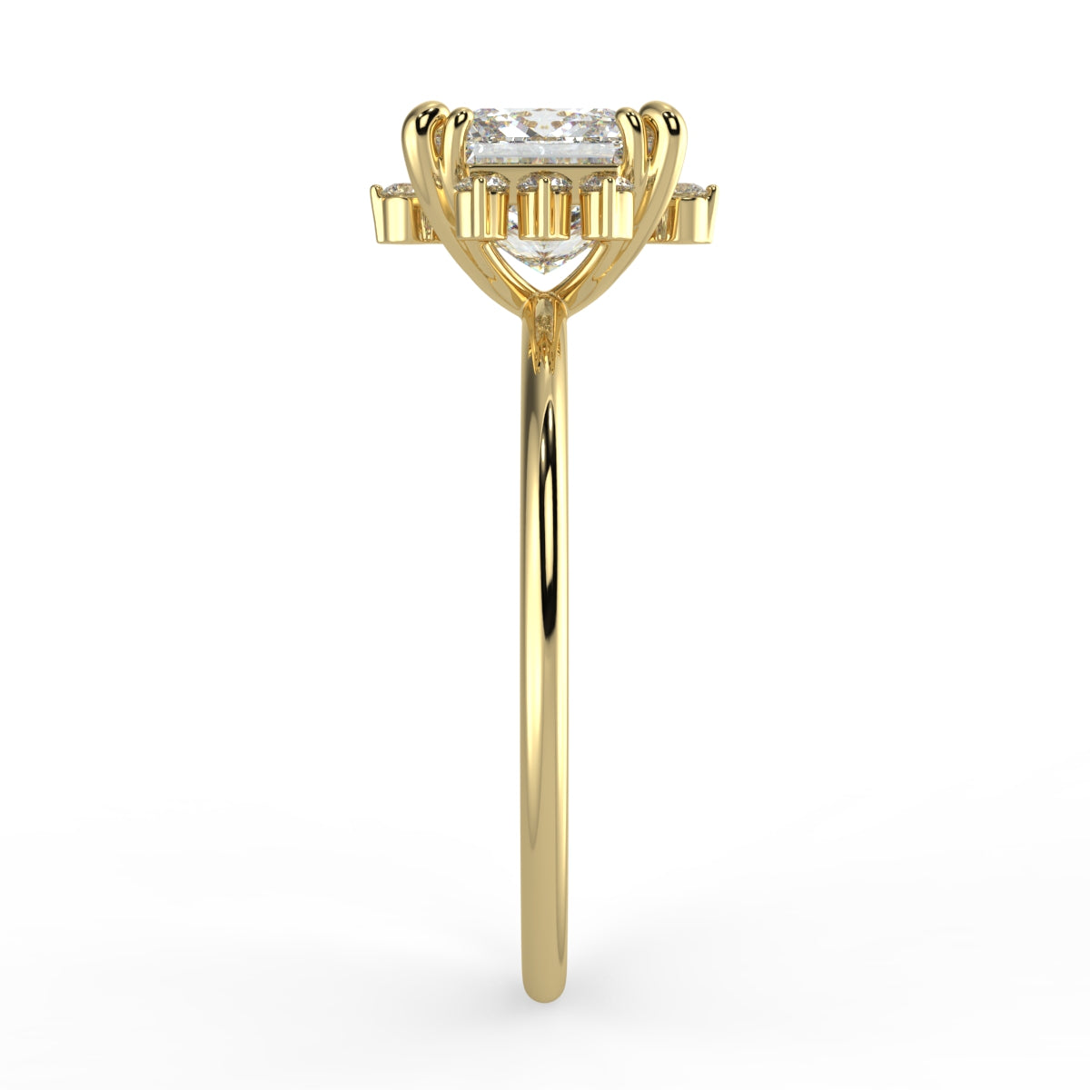 Solis Diamond Ring with Starburst Halo - Princess