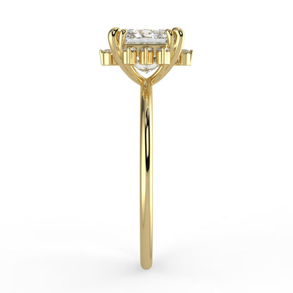Solis Diamond Ring with Starburst Halo - Princess
