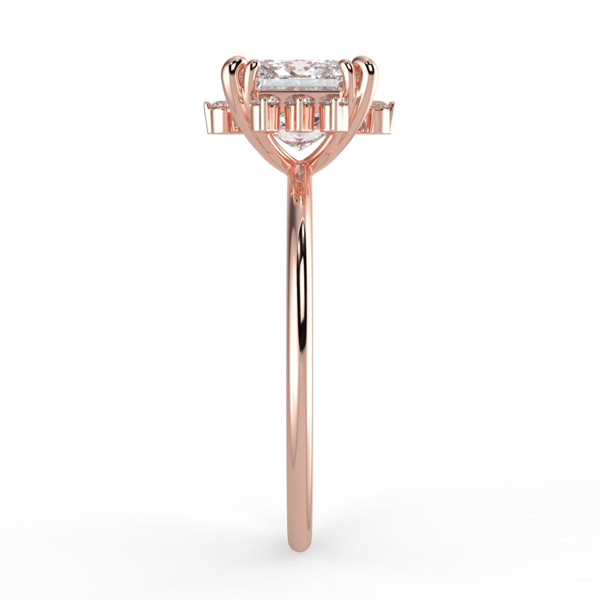 Solis Diamond Ring with Starburst Halo - Princess