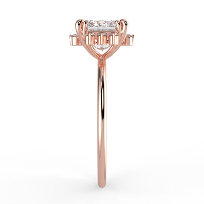 Solis Diamond Ring with Starburst Halo - Princess
