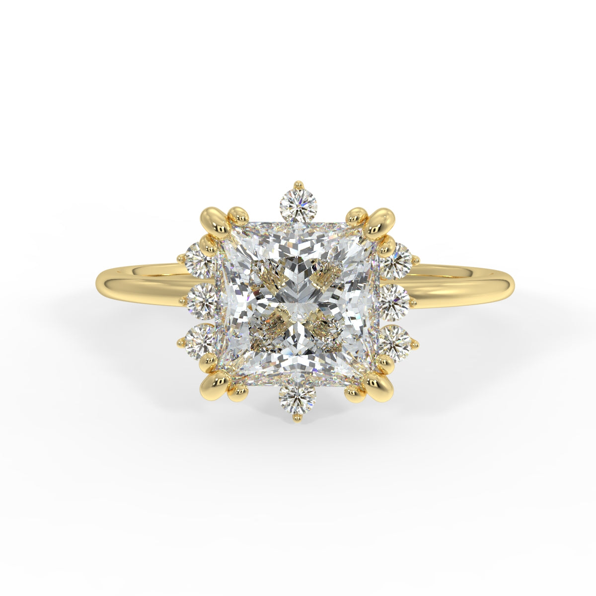 Solis Diamond Ring with Starburst Halo - Princess