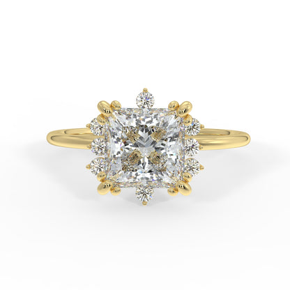 Solis Diamond Ring with Starburst Halo - Princess