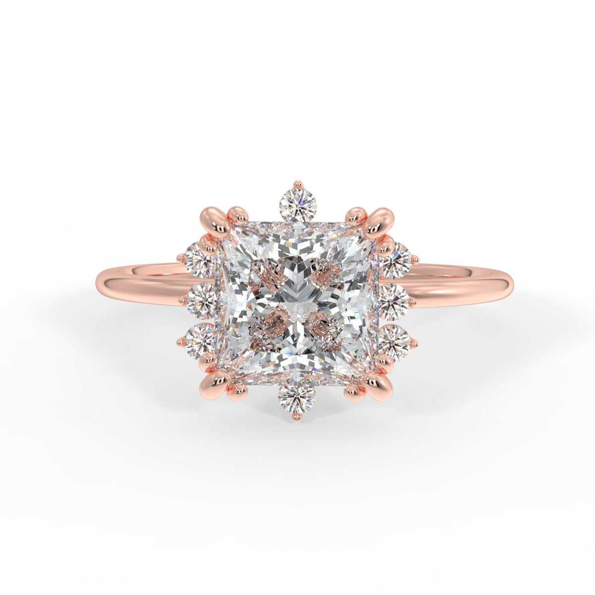 Solis Diamond Ring with Starburst Halo - Princess