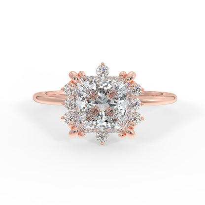 Solis Diamond Ring with Starburst Halo - Princess