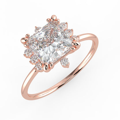 Solis Diamond Ring with Starburst Halo - Princess