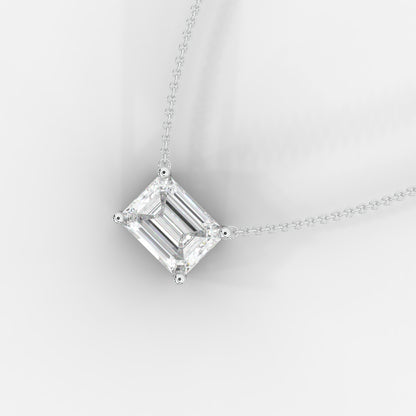 Emma Solitaire Pendant With 18" Adjustable Chain - Emerald