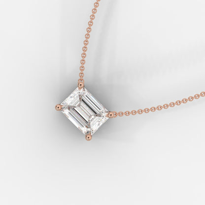 Emma Solitaire Pendant With 18" Adjustable Chain - Emerald