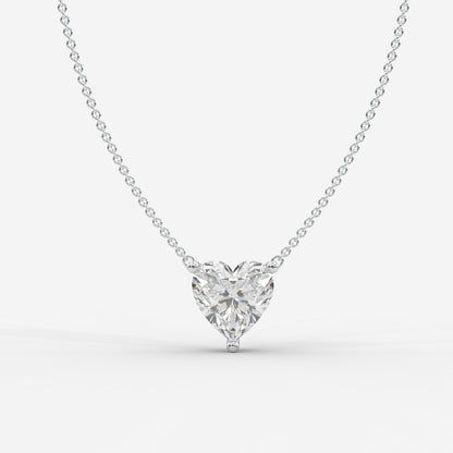 Emma Solitaire Pendant With 18" Adjustable Chain - Heart