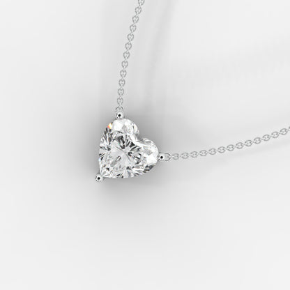 Emma Solitaire Pendant With 18" Adjustable Chain - Heart