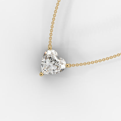 Emma Solitaire Pendant With 18" Adjustable Chain - Heart