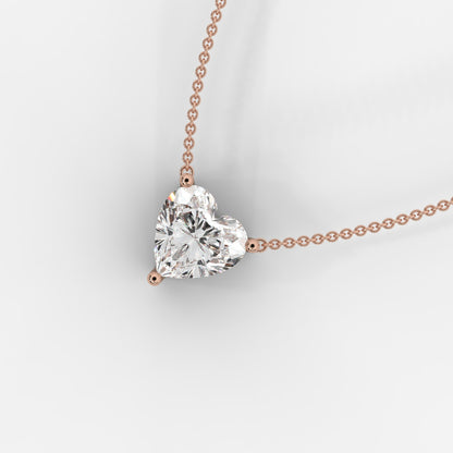 Emma Solitaire Pendant With 18" Adjustable Chain - Heart