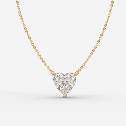 Emma Solitaire Pendant With 18" Adjustable Chain - Heart