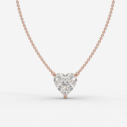 Emma Solitaire Pendant With 18" Adjustable Chain - Heart
