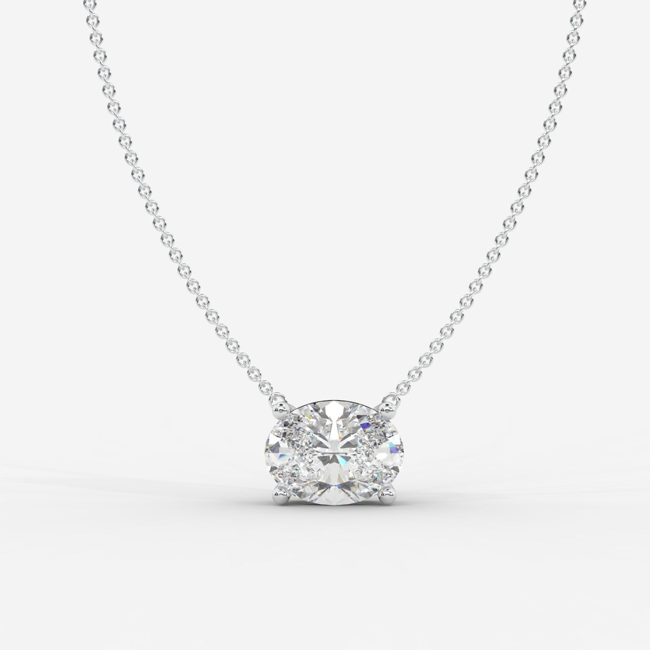 Emma Solitaire Pendant With 18" Adjustable Chain - Oval