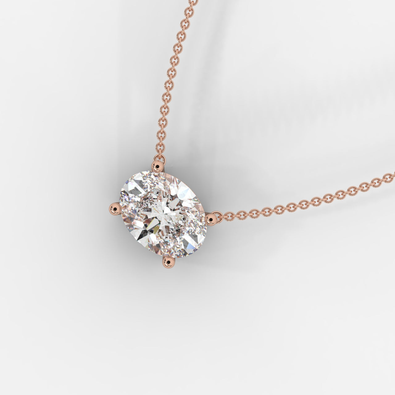 Emma Solitaire Pendant With 18" Adjustable Chain - Oval