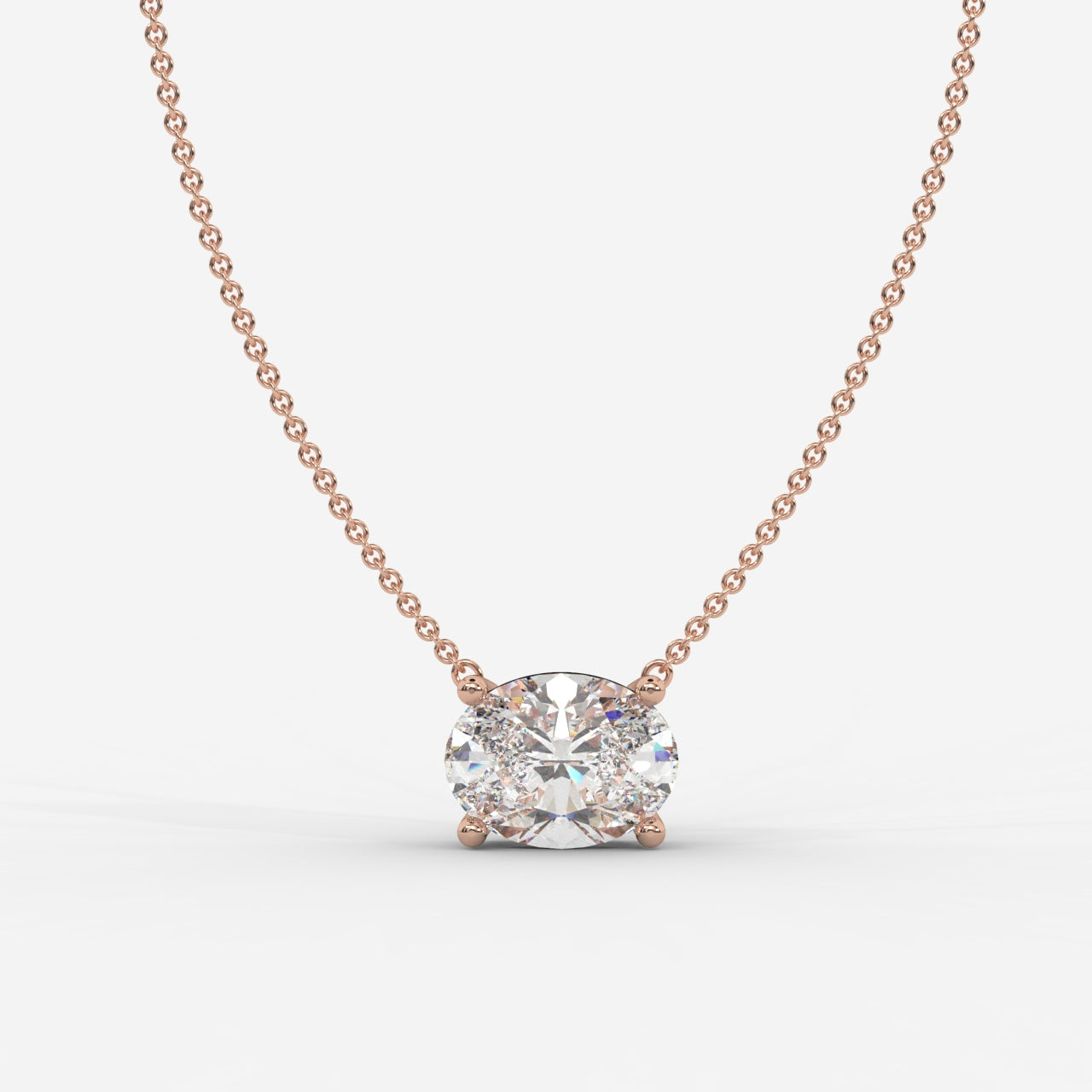 Emma Solitaire Pendant With 18" Adjustable Chain - Oval