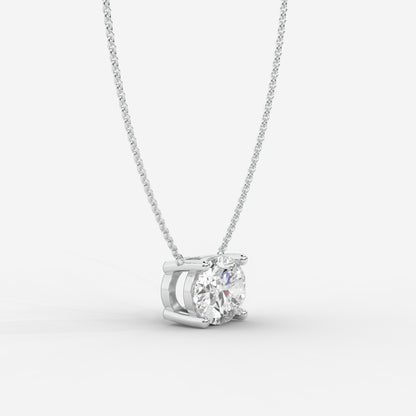 Emma Solitaire Pendant With 18" Adjustable Chain - Oval