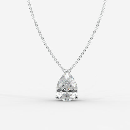 Emma Solitaire Pendant With 18" Adjustable Chain - Pear