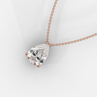 Emma Solitaire Pendant With 18" Adjustable Chain - Pear